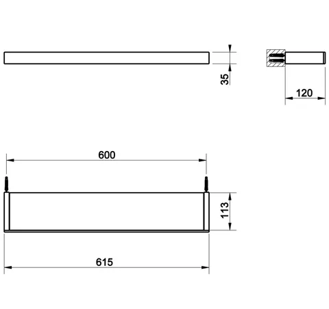 Полка, Gessi, Rettangolo, шгв 615*120*35, цвет-Finox Brushed Nickel — изображение 1