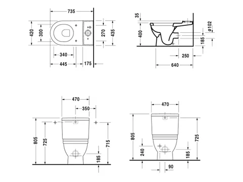 Унитаз, Duravit, Starck 3, напольный, шгв 420*740*400, цвет-белый — изображение 1