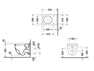 Унитаз, Duravit, Starck 3, подвесной, шгв 360*545*420, цвет-белый — изображение 1