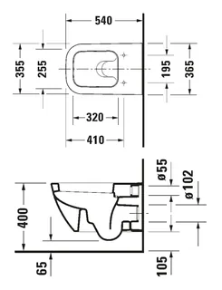 Унитаз, Duravit, Happy D.2, подвесной, шгв 365*540*335, цвет-белый — изображение 1