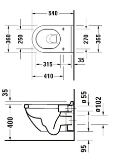 Унитаз, Duravit, Starck 3, подвесной, шгв 365*540*355, цвет-белый — изображение 1
