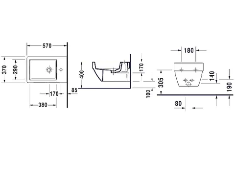 Биде подвесное, Duravit, Vero Air, шгв 370*570*400, цвет-белый — изображение 1