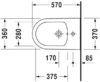 Биде подвесное, Duravit, ME by Starck, шгв 370*570*295, цвет-белый — изображение 1