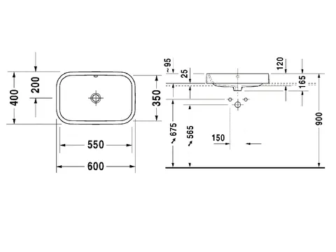 Раковина, Duravit, Happy D, шгв 600*400*165, цвет-белый — изображение 1