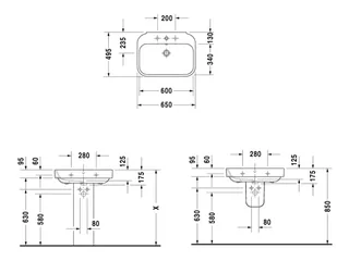 Раковина, Duravit, Happy D.2, шгв 650*495*175, отверстия для смесителя-1, цвет-белый — изображение 1