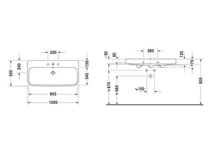 Раковина, Duravit, Happy D.2, шгв 1000*505*170, отверстия для смесителя-1, цвет-белый — изображение 1