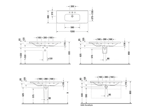 Раковина, Duravit, Durastyle, шгв 1200*480*170, отверстия для смесителя-1, цвет-белый — изображение 1