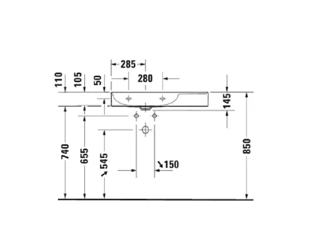 Раковина, Duravit, DuraSquare, шгв 800*470*145, отверстия для смесителя-отсутствуют, цвет-белый — изображение 1