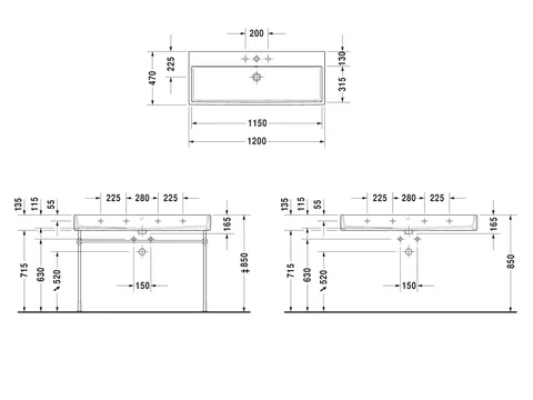 Раковина, Duravit, Vero Air, шгв 1200*470*165, отверстия для смесителя-1, цвет-белый — изображение 1