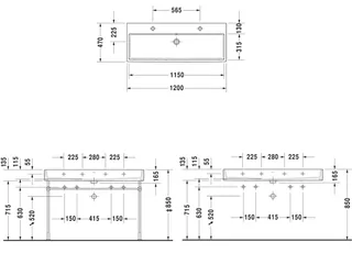 Раковина, Duravit, Vero Air, шгв 1200*470*165, отверстия для смесителя-2, цвет-белый — изображение 1