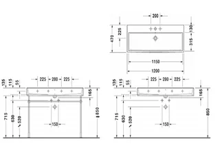 Раковина, Duravit, Vero Air, шгв 1200*470*165, отверстия для смесителя-отсутствуют, цвет-белый — изображение 1