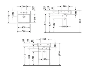 Раковина, Duravit, Vero Air, шгв 500*470*165, отверстия для смесителя-1, цвет-белый — изображение 1