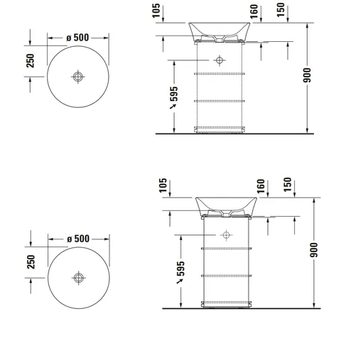 Раковина, Duravit, White Tulip, шгв 500*500*150, отверстия для смесителя-отсутствуют, цвет-белый — изображение 1