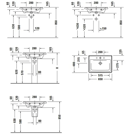 Раковина, Duravit, D-Neo, шгв 650*480*165, отверстия для смесителя-1, цвет-белый — изображение 1