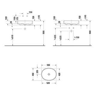 Раковина, Duravit, Balcoon, шгв 550*550*145, отверстия для смесителя-отсутствуют, DuraShield, цвет-белый матовый — изображение 1