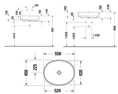 Раковина, Duravit, Balcoon, шгв 550*450*120, отверстия для смесителя-отсутствуют, DuraShield, цвет-Clay terra matt — изображение 1