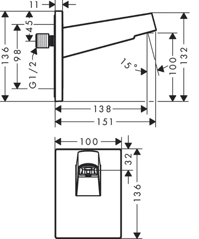 Держатель верхнего душа, Hansgrohe, Pulsify, цвет-белый матовый — изображение 1