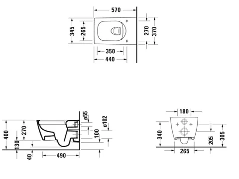 Унитаз, Duravit, Viu, подвесной, шгв 370*570*360, цвет-белый — изображение 1