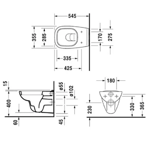 Унитаз, Duravit, D-Code, подвесной, шгв 355*545*340, цвет-белый, тип дефекта - без заводской упаковки, царапины — изображение 2