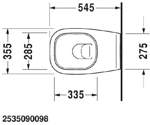 Унитаз, Duravit, D-Code, подвесной, шгв 355*545*340, цвет-белый (стар.арт 2535090000) — изображение 2