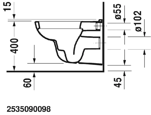 Унитаз, Duravit, D-Code, подвесной, шгв 355*545*340, цвет-белый (стар.арт 2535090000) — изображение 4