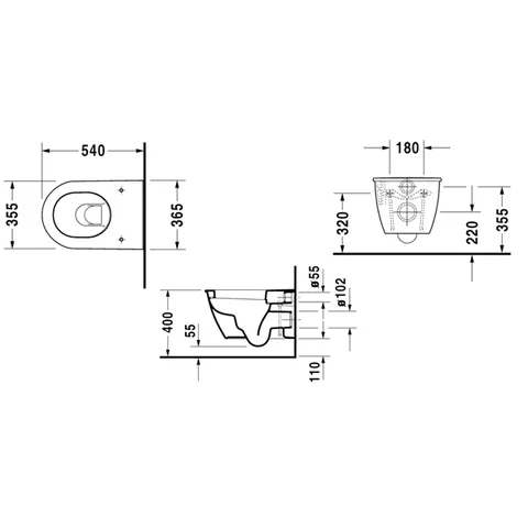 Унитаз подвесной, Duravit, Darling New, шгв 370*540*345, цвет-белый — изображение 1