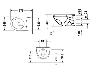 Унитаз подвесной, Duravit, Architec, шгв 365*575*310, цвет-белый — изображение 1