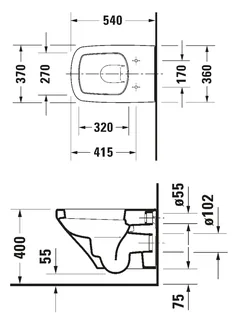 Унитаз, Duravit, Durastyle, подвесной, шгв 370*540*400, цвет-белый — изображение 1