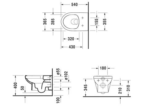 Унитаз, Duravit, Durastyle, подвесной, шгв 365*540*350, цвет-белый — изображение 1
