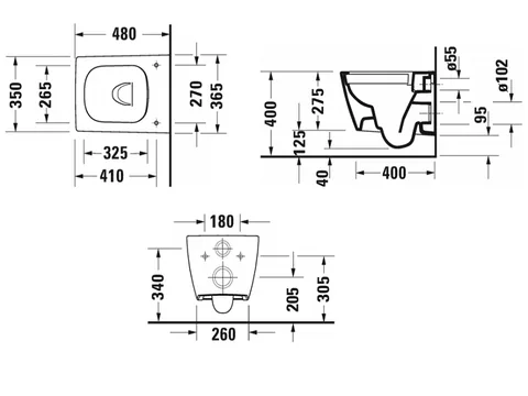 Унитаз, Duravit, Viu, подвесной, шгв 370*480*360, HygieneGlaze, цвет-белый — изображение 1