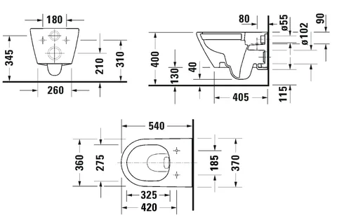 Унитаз, Duravit, D-Neo, RIMLESS, подвесной, шгв 370*540*360, цвет-белый/белый матовый сатинированный — изображение 1