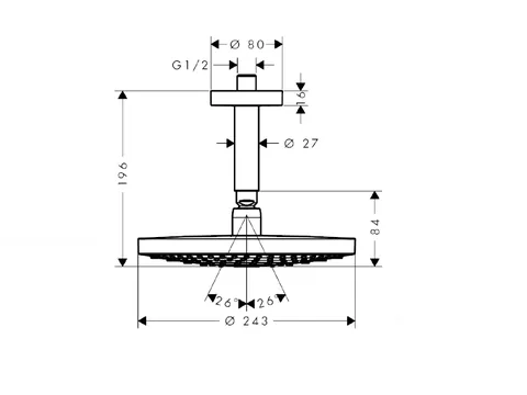 Верхний душ, Hansgrohe, Raindance Select S, 240*240, цвет-хром — изображение 1