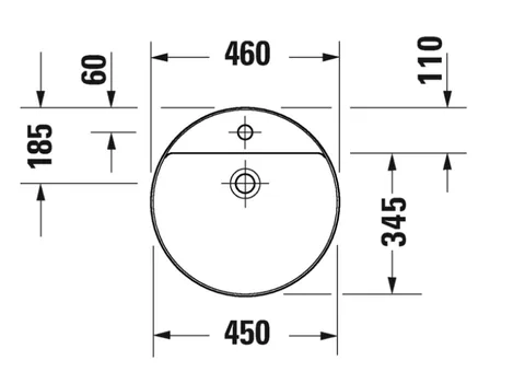 Раковина, Duravit, Vitrium, шгв 460*460*130, отверстия для смесителя-1, цвет-White Satin Matt — изображение 1