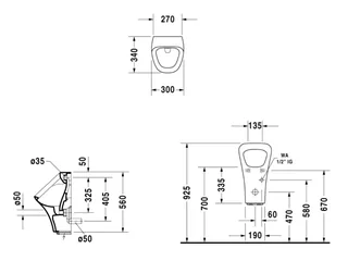 Писсуар, Duravit, Durastyle, шгв 300*340*560, цвет-белый — изображение 1