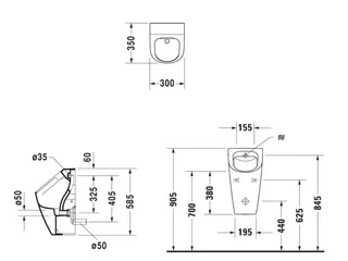 Писсуар, Duravit, ME by Starck, шгв 300*350*585, цвет-белый — изображение 1