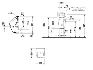 Писсуар, Duravit, ME by Starck, шг 300*350, цвет-белый — изображение 1
