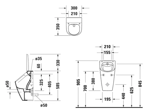 Писсуар, Duravit, ME by Starck, шгв 300*350*585, цвет-белый — изображение 1