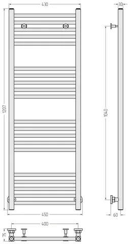 Полотенцесушитель, Сунержа, Модус, шгв 450*75*1200, цвет-белый матовый — изображение 1