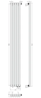 Радиатор, Сунержа, Эстет-1, 1800x225-05-EU50, правый, цвет-белый матовый, 3/4" — изображение 1
