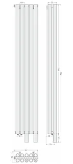 Радиатор, Сунержа, Эталон-00, 1800x341-05-EU50, цвет-белый матовый, 3/4" — изображение 1