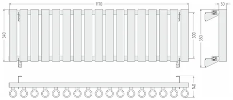 Радиатор, Сунержа, Кумир-0, 300x1170-17, цвет-белый матовый, 1/2" — изображение 1