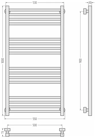 Полотенцесушитель, Сунержа, Модус PRO, шгв 550*73*1000, цвет-белый матовый — изображение 1