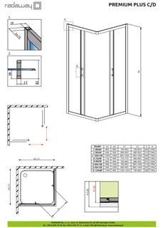 Душевая кабина, Radaway, Premium Plus C, шгв 1000*1000*1900, петли-универсальные (слева или справа), хром, цвет стекл-прозрачный, Easy Clean — изображение 1