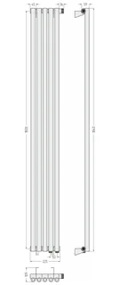 Радиатор, Сунержа, Эстет-0, 1800x225-05-EU50 правый, цвет-чёрный матовый, 3/4" — изображение 1