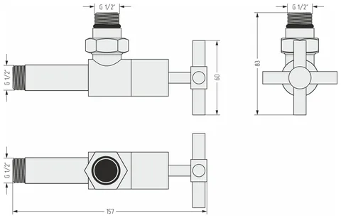 Вентиль, Сунержа, G 1/2" НР х G 1/2" НР, угловой, крест, цвет-чёрный матовый — изображение 1