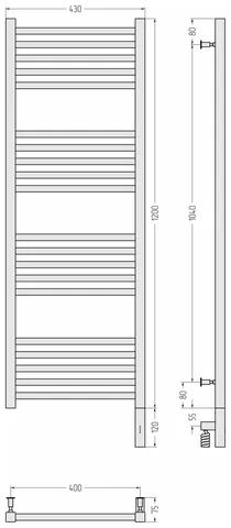 Полотенцесушитель, Сунержа, Модус 3.0, шгв 430*75*1320, нижнее справа, МЭМ, цвет-чёрный матовый — изображение 1