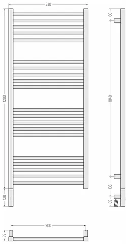 Полотенцесушитель, Сунержа, Модус 3.1, шгв 530*75*1320, слева, МЭМ, цвет-черный матовый — изображение 1