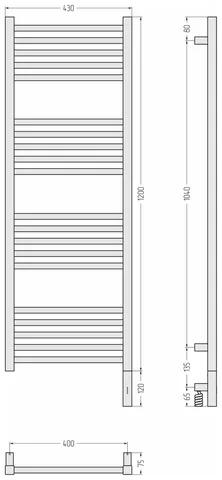Полотенцесушитель, Сунержа, Модус 3.1, шгв 430*75*1320, нижнее справа, МЭМ, цвет-чёрный матовый — изображение 1