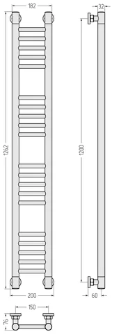 Полотенцесушитель, Сунержа, Богема +, прямая, шгв 200*76*1262, цвет-золотой шёлк — изображение 1