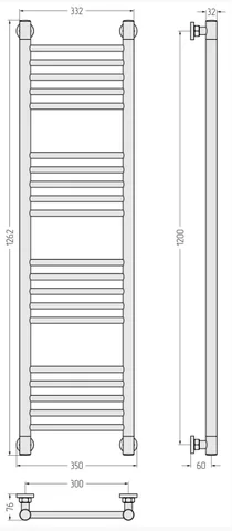 Полотенцесушитель, Сунержа, Богема +, прямая, шгв 350*76*1262, цвет-золотой шёлк — изображение 1
